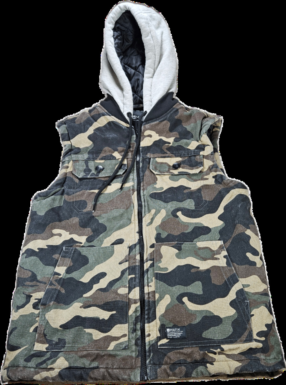 MATIX Vest Men's Camouflage S Hooded Quilted Insulated Cotton